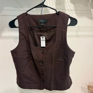 Banana Republic Dark Brown Button-Front Crop Tank